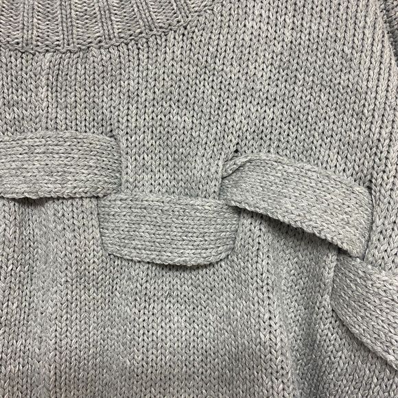 WOW Couture Womens Gray Knit Pullover Sweater Size Large Woven Detail Crewneck - Picture 6 of 6